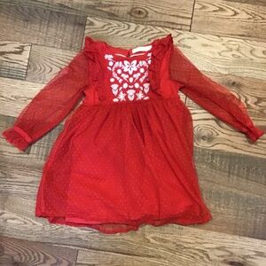 Mini boden red girl dress size 2-3 years